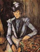 Paul Cezanne woman was wearing blue clothes oil on canvas